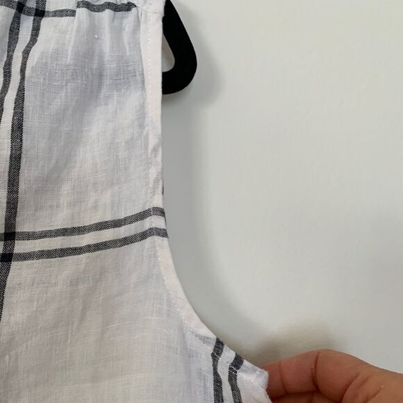 Christian Siriano New York 100% Linen Plaid Button-Up Sleeveless Tunic Top, Med - Picture 5 of 7
